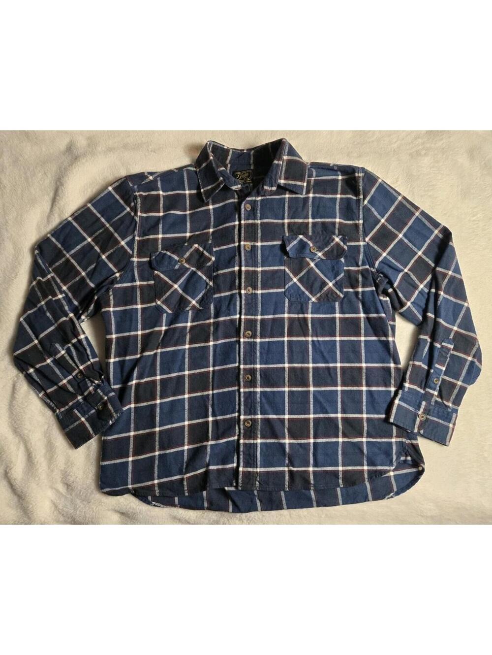 Jachs Heritage Flannel Blue/White/Red Plaid Thick Button Up Shirt - Mens XXL